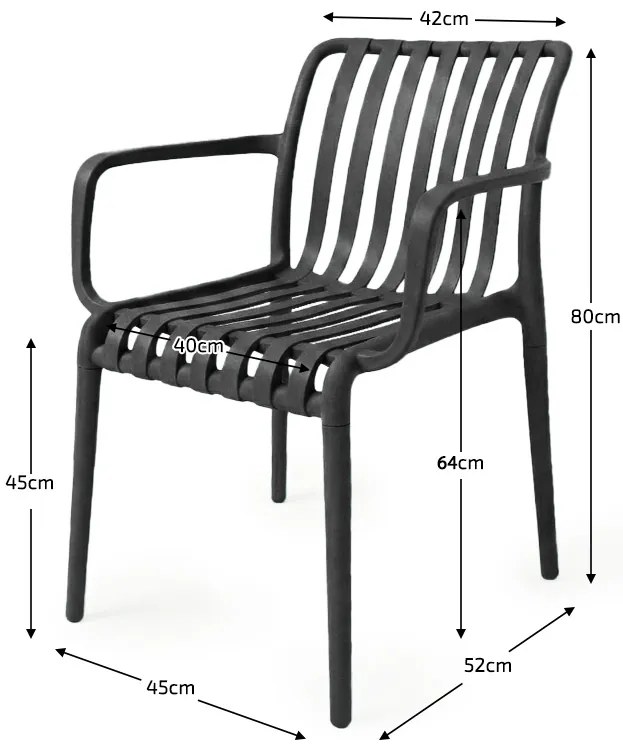 Műanyag szék TREGO karfával, antracit színű