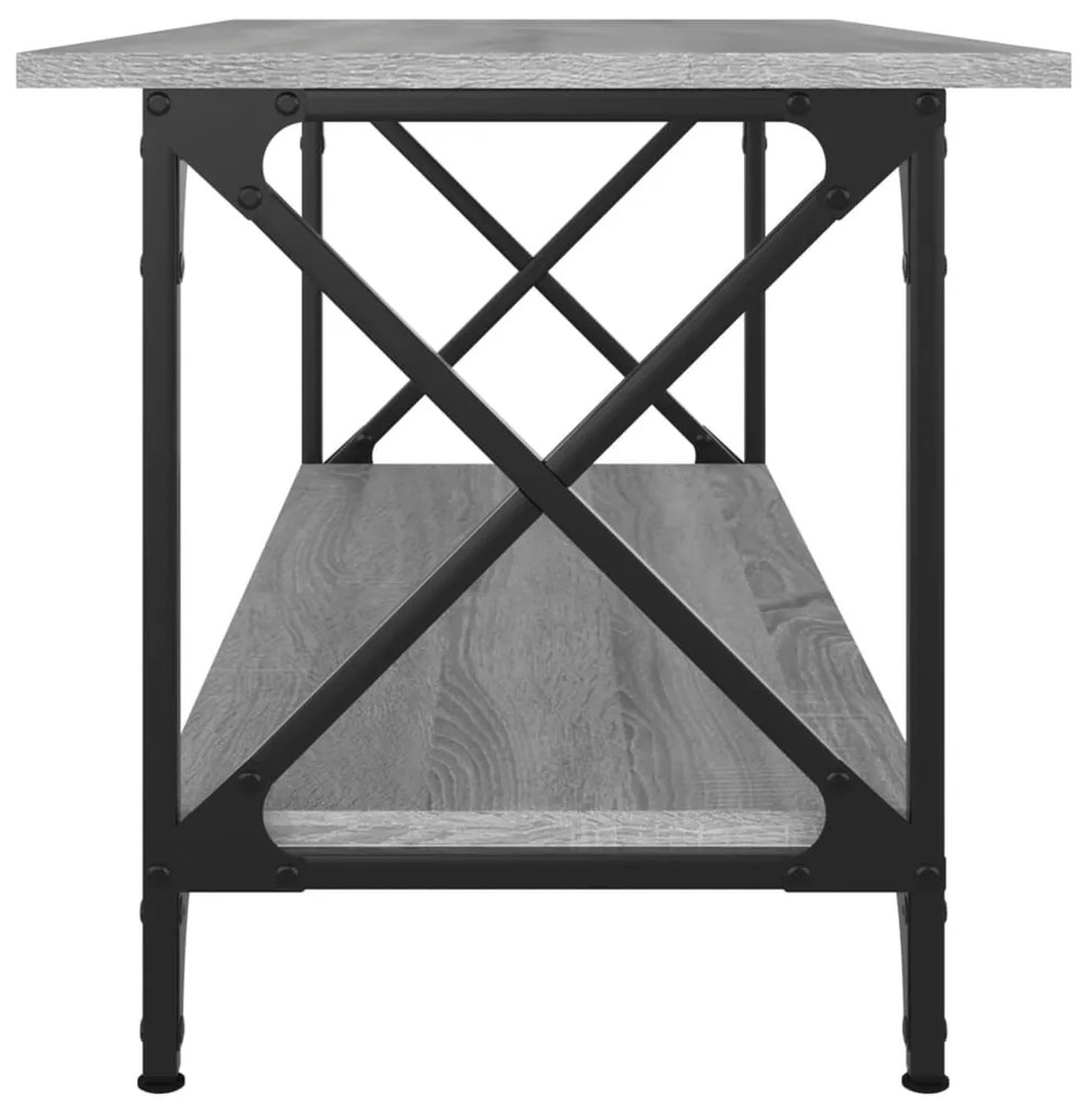 Szürke sonoma szerelt fa és vas dohányzóasztal 100 x 45 x 45 cm
