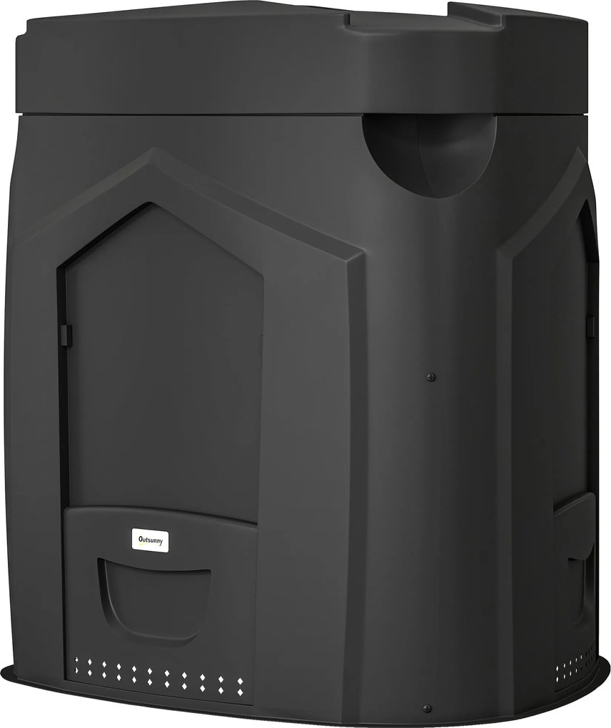 Outsunny 240 l kertikomposztáló, 78 x 75 x 78 cm, háromszög alakú, 3 ajtós, 66 szellőzőnyílás, nyitott alj — kesztyűvel és csavarhúzóval, fekete | Aos