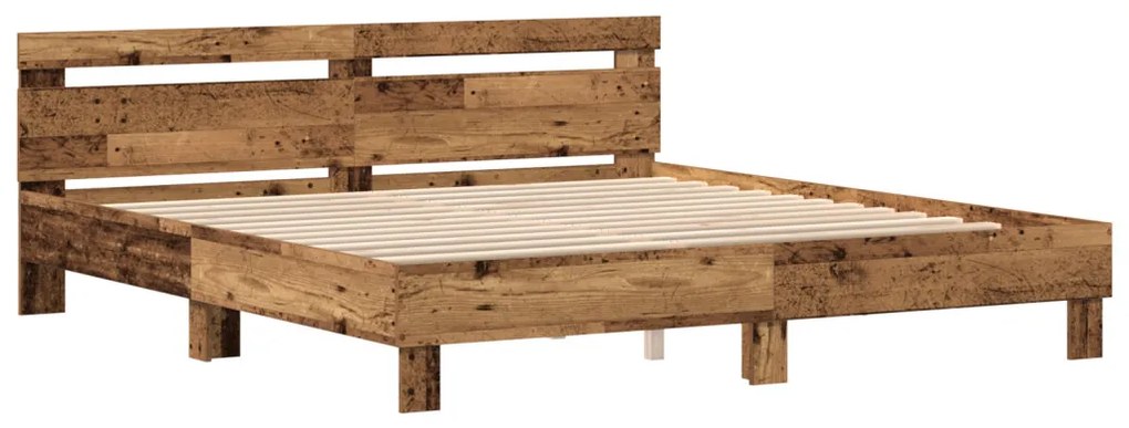 Ágykeret Rusztikus régi fa Tömör újrahasznosított fa 200 x 200 cm