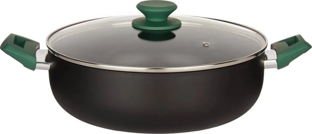 Alumínium Fazék fedővel konyhai fekete Ø28cm