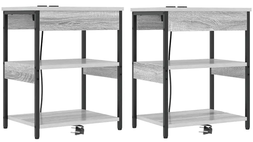 Éjjeli Szekrények 2 pcs Szürke sonoma 41 x 31 x 51 cm Faanyag