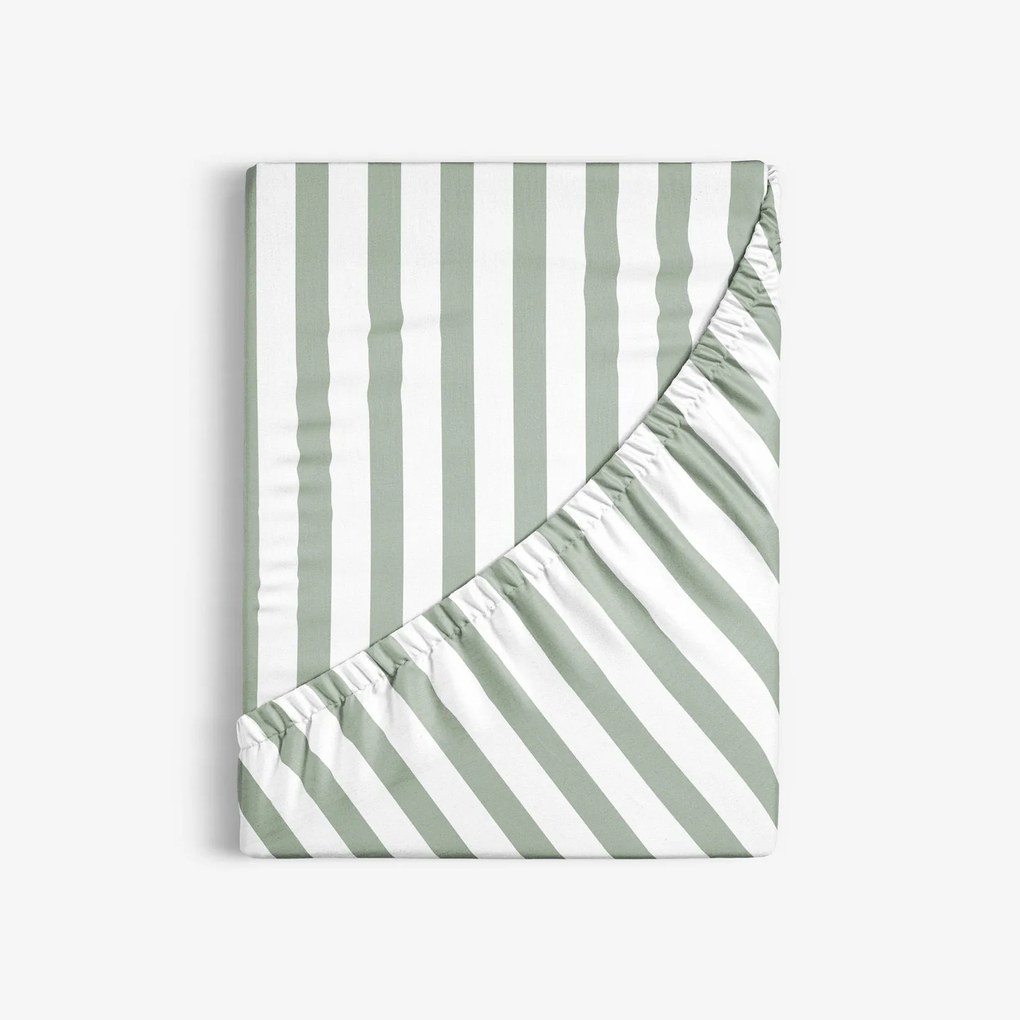 Goldea pamut gumis lepedő - zsálya színű csíkos 80 x 200 cm