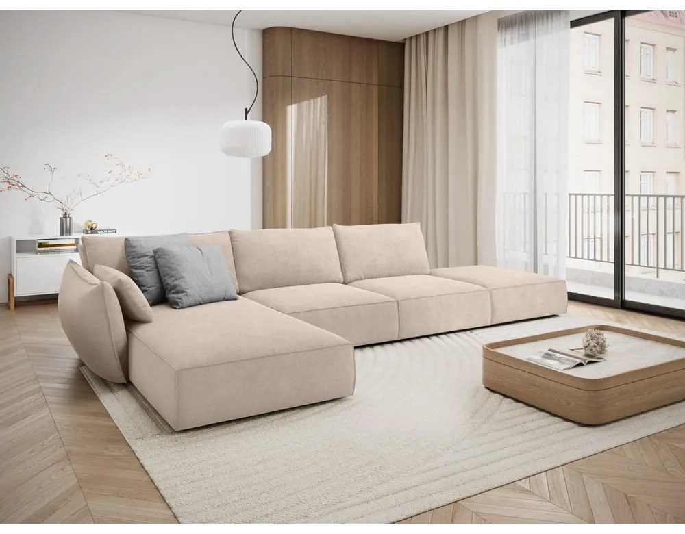Bézs sarokkanapé (bal oldali) Vanda – Mazzini Sofas