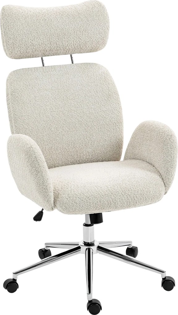 HOMCOM ergonómiai irodai szék, forgós íróasztali szék állítható magassággal, állítható fejtámlával, kartámaszokkal, dönthető funkció — világosszürke |