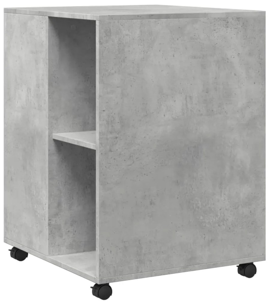 betonszürke szerelt fa kisasztal kerekekkel 55 x 60 x 78 cm