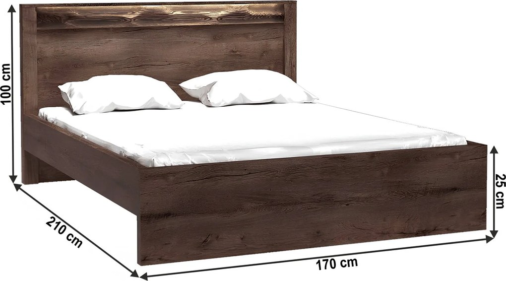 Ágy, kőris sötét, 160x200, INFINITY I-19