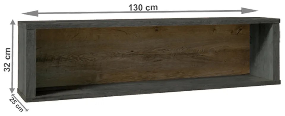 Falipolc, tölgy lefkas sötét/smooth szürke, MONTANA W1