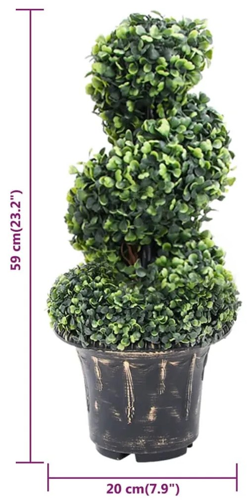 zöld spirálalakú cserepes műpuszpáng 59 cm