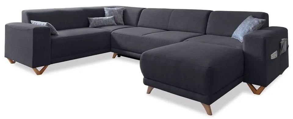 Antracitszürke kinyitható-tárolóhelyes sarokkanapé (bal oldali-U alakú) Classy Sophie – Miuform