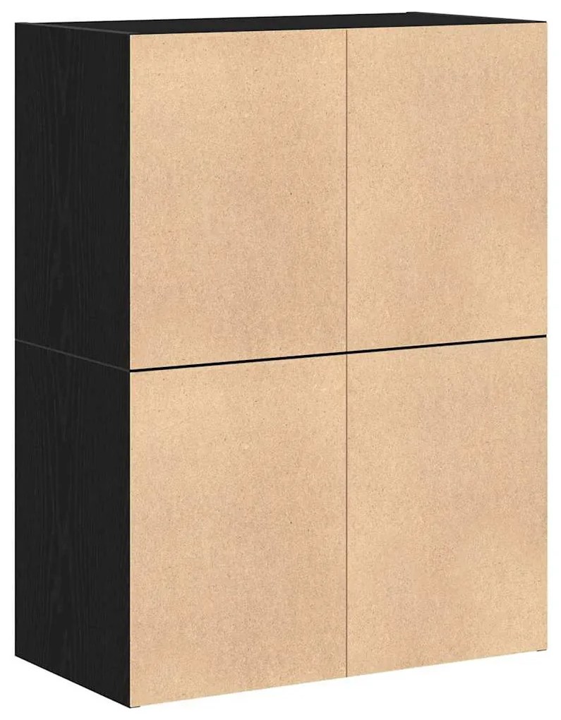 2 db fekete tölgy szerelt fa szekrény 2 fiókkal 60 x 31 x 40 cm