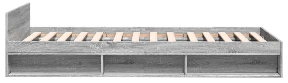 szürke sonoma színű szerelt fa ágykeret fiókkal 90 x 200 cm