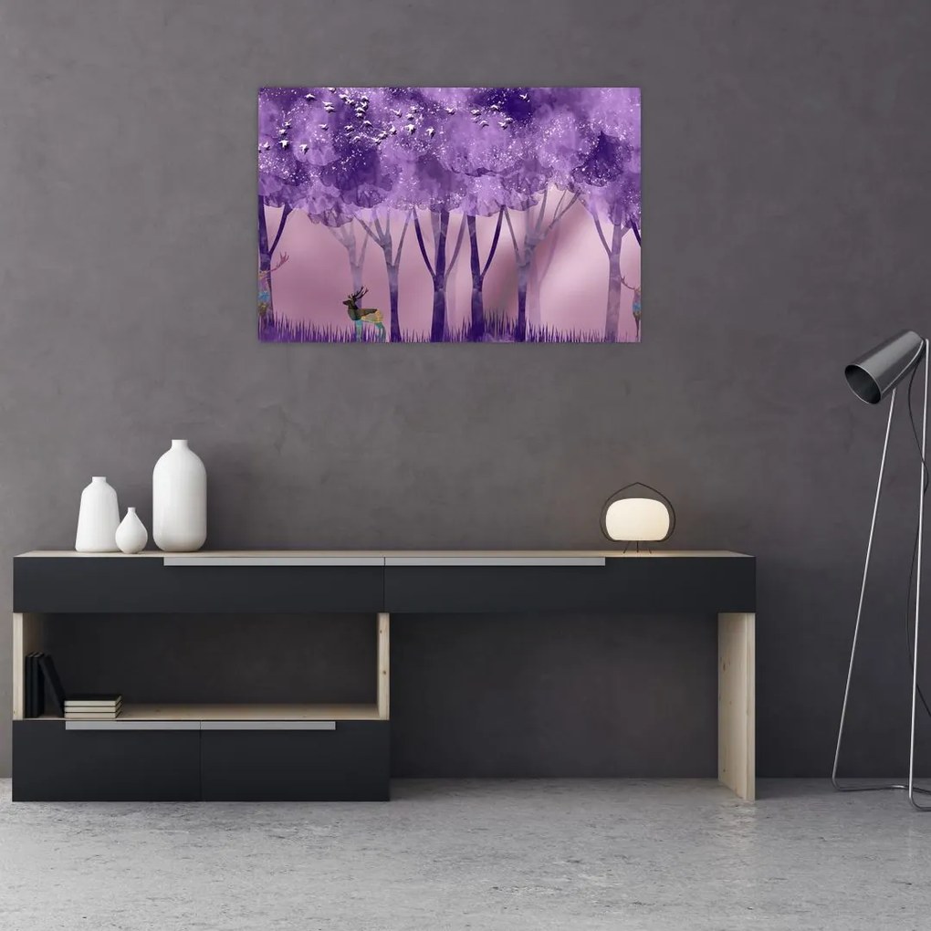 Kép - Szarvasok egy varázslatos erdőben (90x60 cm)