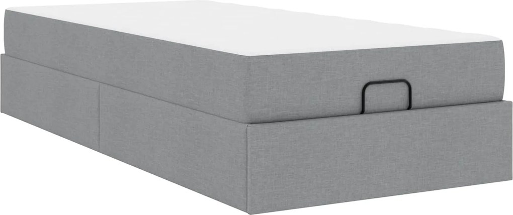 vidaXL Ágykeret matraccal matracmal 2 pcs Világosszürke szövet