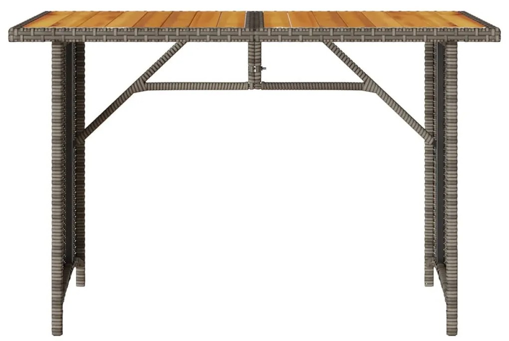 szürke polyrattan falapos kerti asztal 110x68x70 cm