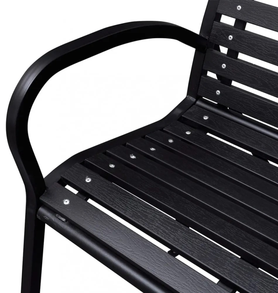 fekete acél és WPC kerti pad 125 cm
