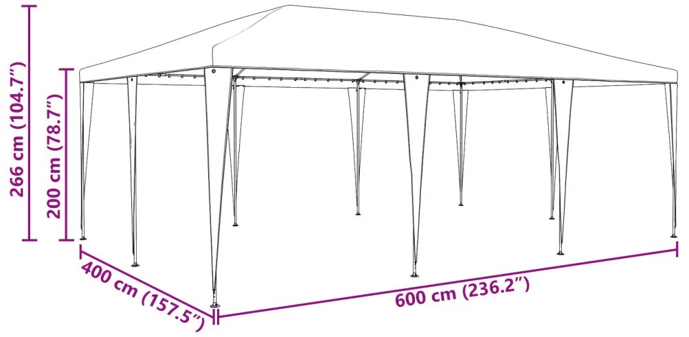 Parti Sátor Antracit 6x4 m PE
