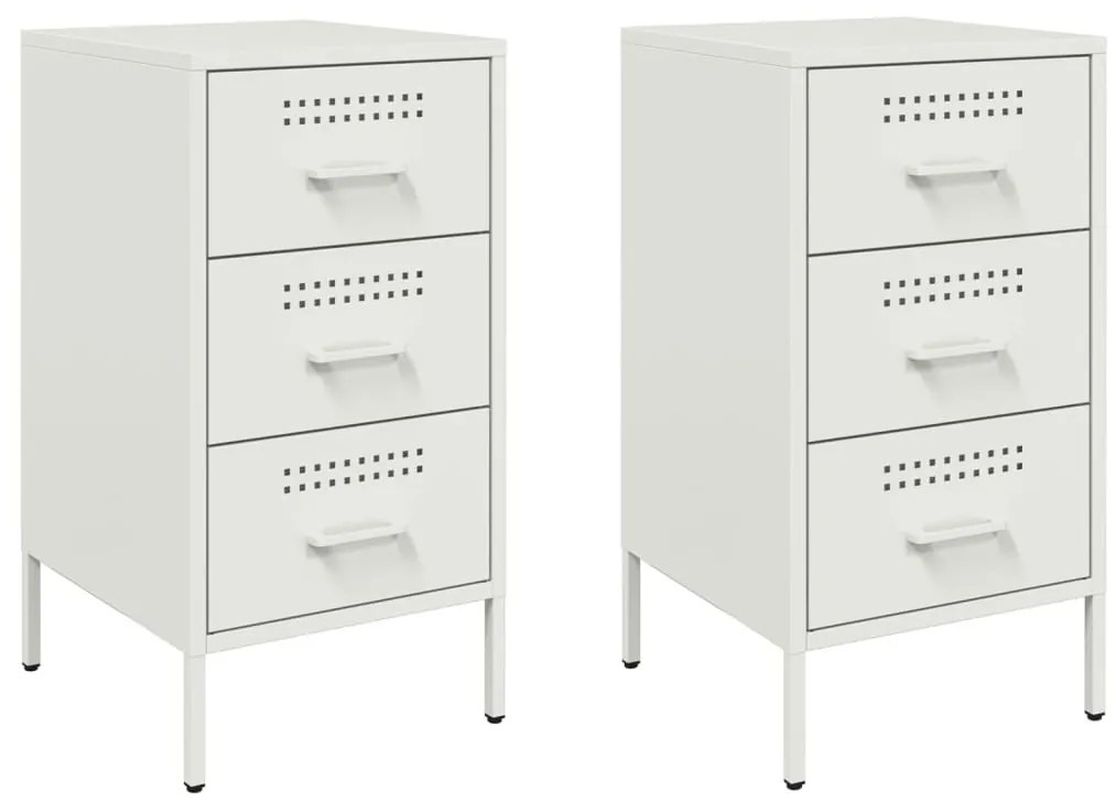 2 db fehér acél éjjeliszekrény 36 x 39 x 68 cm