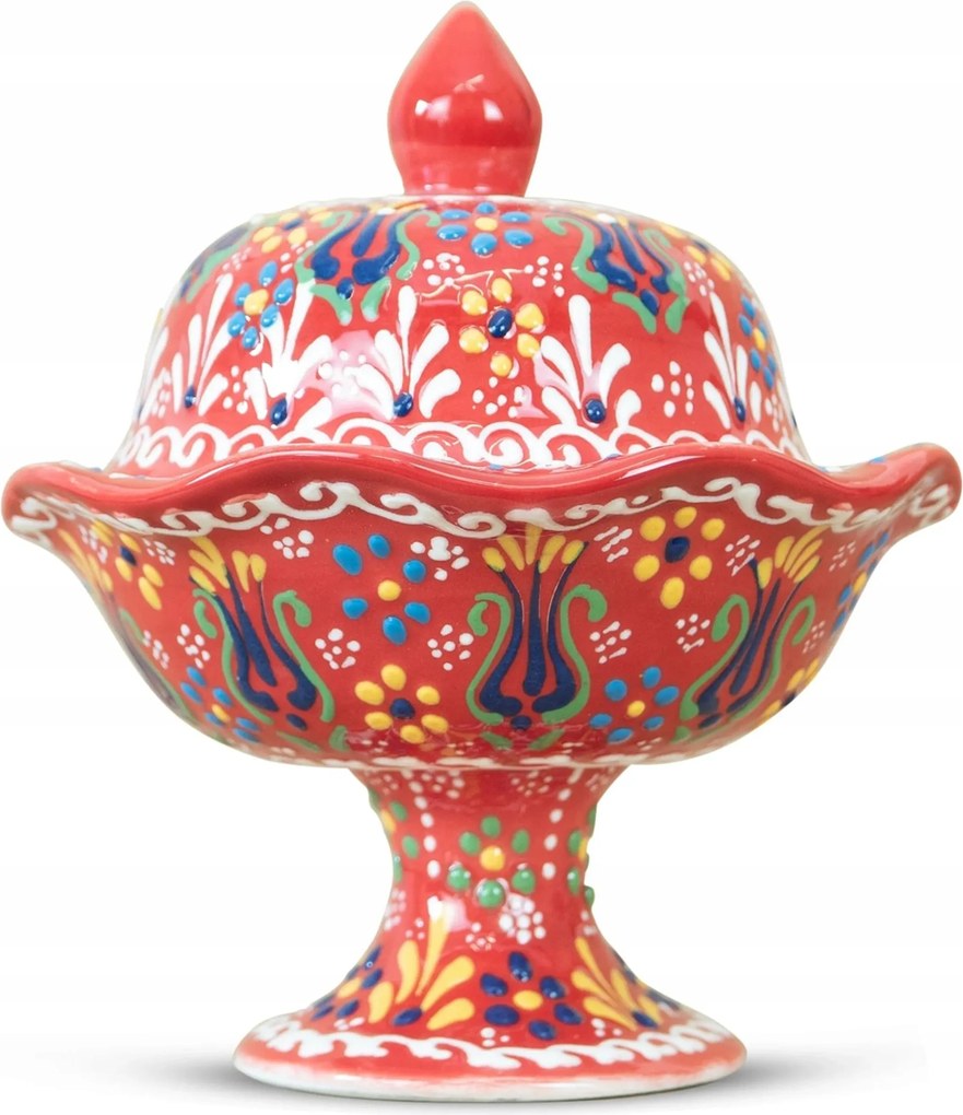 Cukrászda Cukortartó Kézzel Díszített Kerámia Gyönyörű Török Kézműves