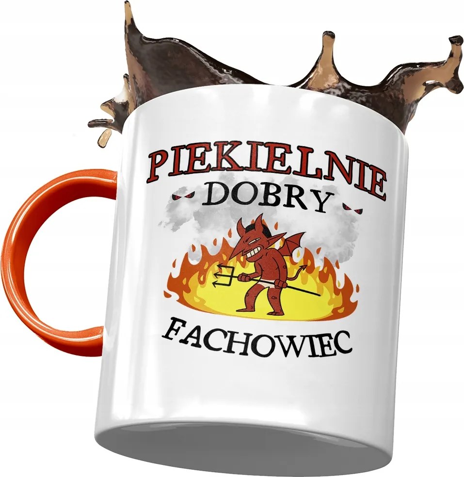 Narancssárga bögre profiknak Pokolian jó, fényképes nyomattal