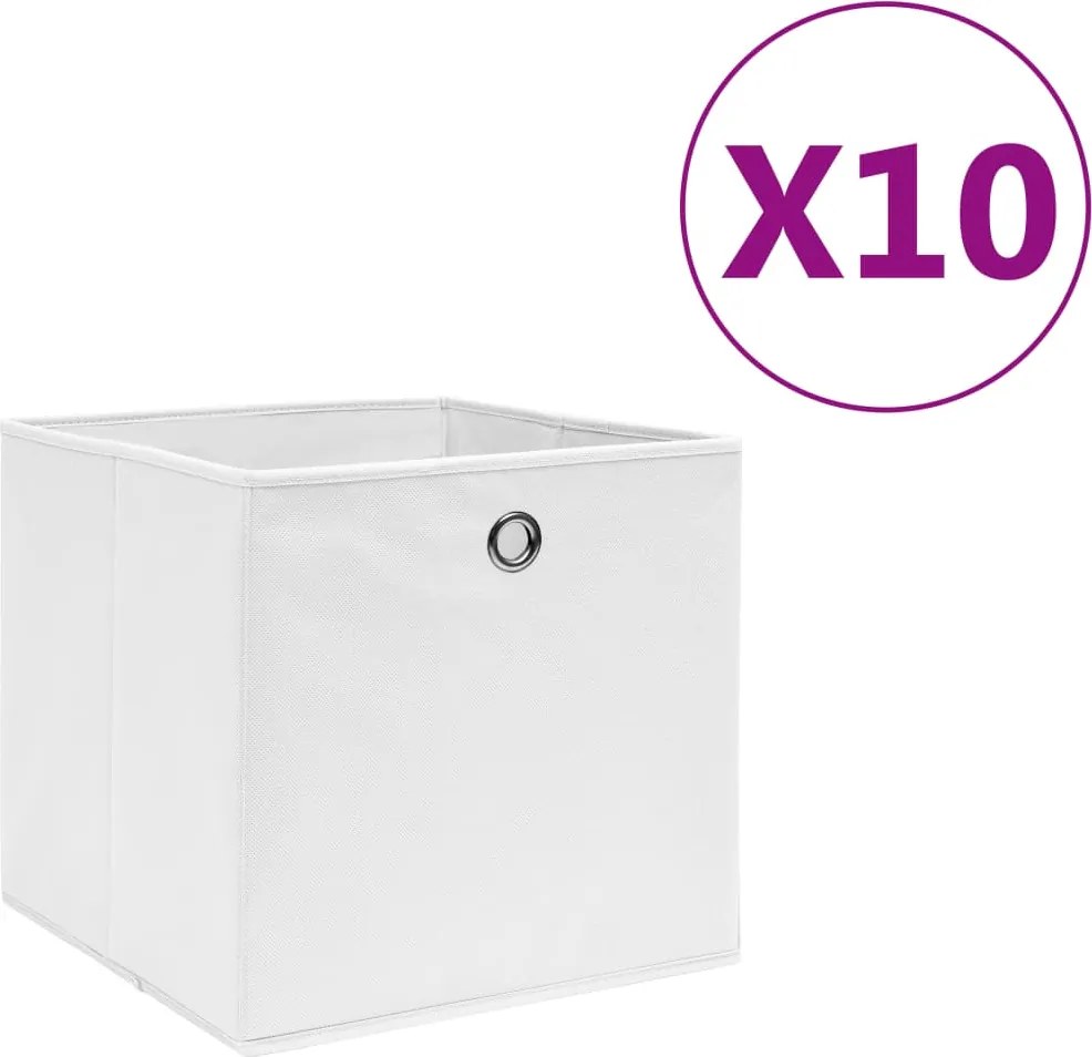 vidaXL 10 db fehér nem szőtt szövet tárolódoboz 28 x 28 x 28 cm