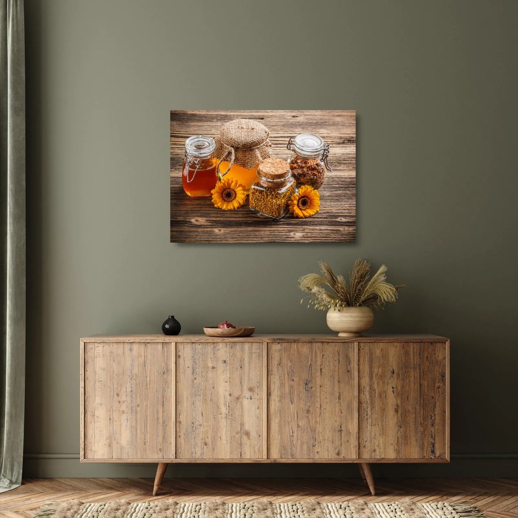 Kép - Csendélet mézes csészékkel (üvegen) (70x50 cm)