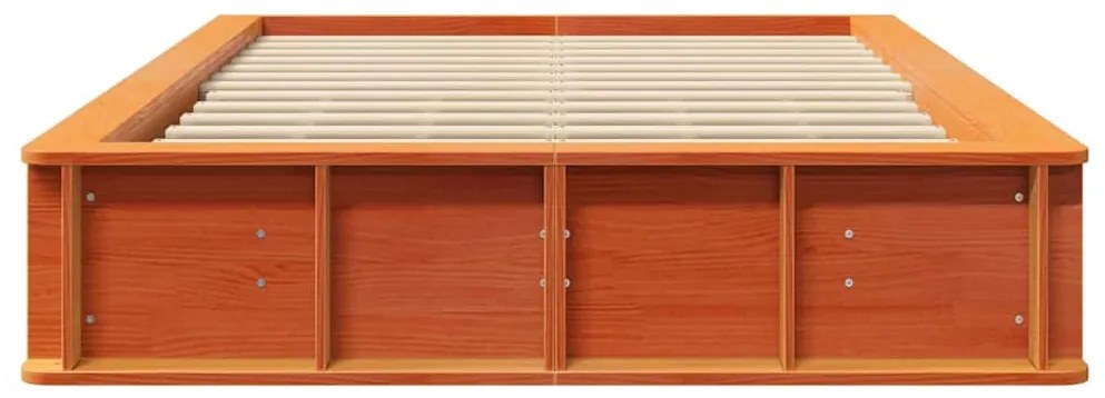 Ágykeret tárolóval Viaszbarna 120 x 200 cm Tömör fa