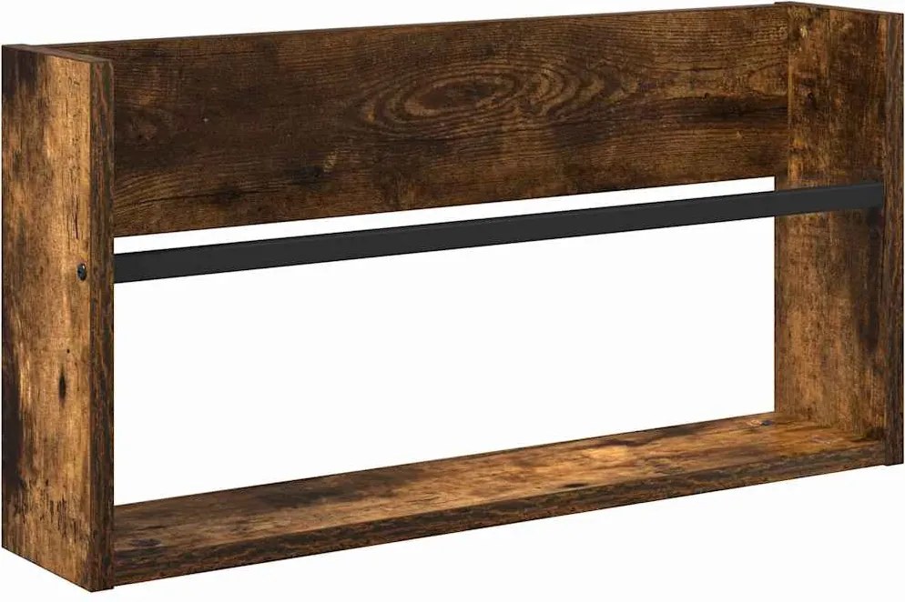 vidaXL Magazin állvány polcokkal Füstölt tölgy 60 x 12 x 30 cm Faanyag