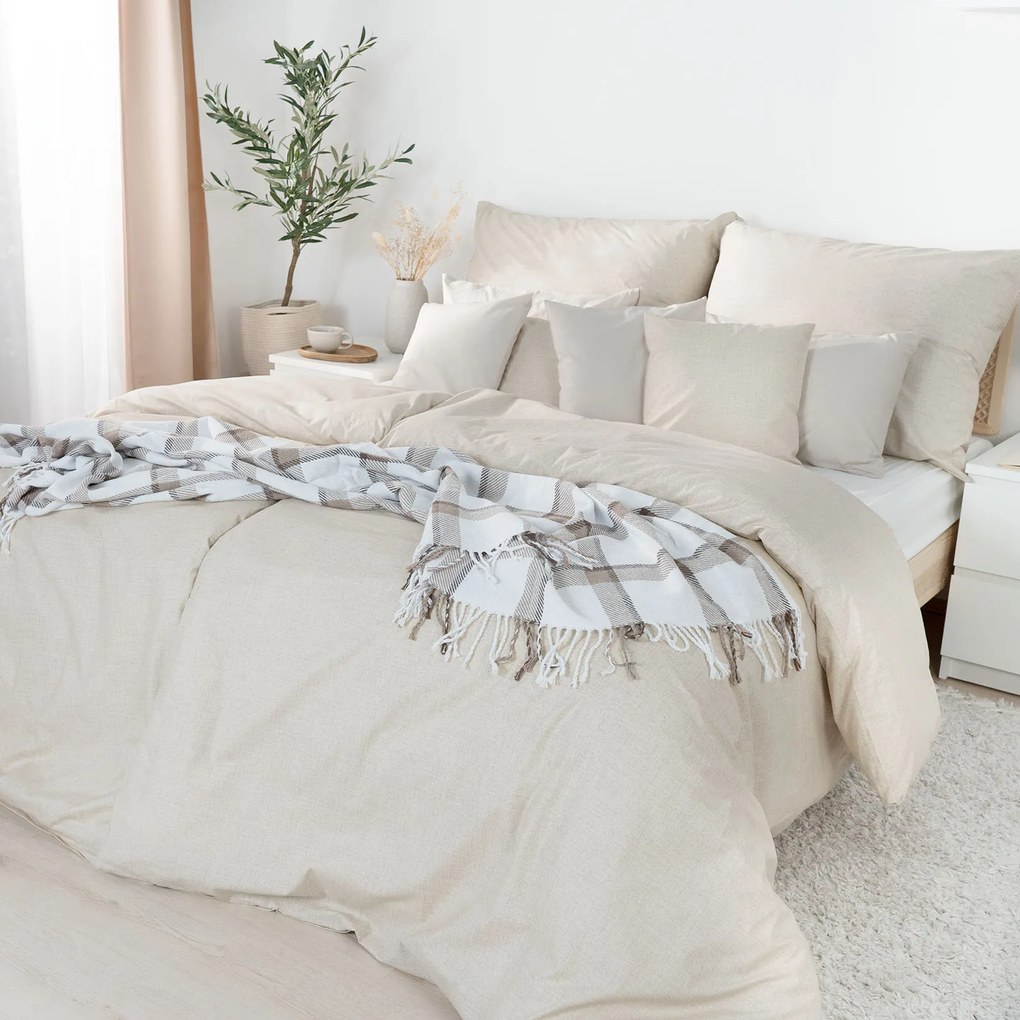 Goldea pamut ágyneműhuzat garnitúra - világos vászonszövésű 200 x 200 és 2db 70 x 90 cm