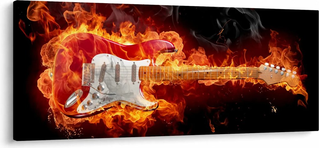 Kép - Gitár a lángokban (120x50 cm)