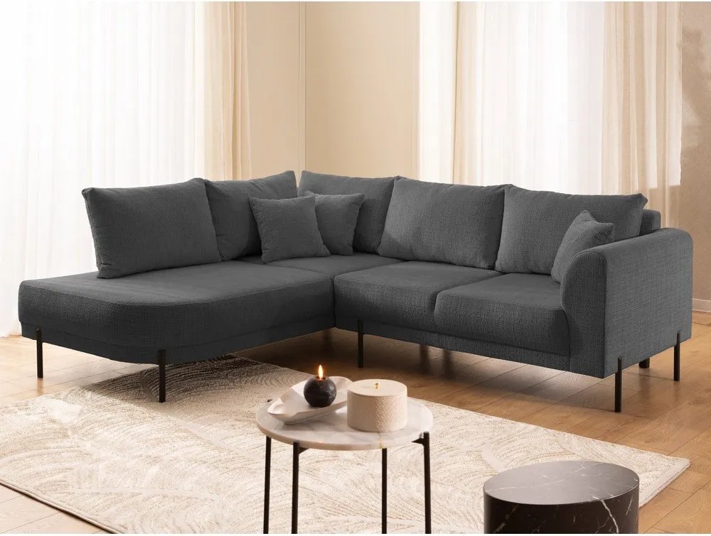 Sötétszürke zsenília sarokkanapé (bal oldali-L alakú) Mauris – Ropez