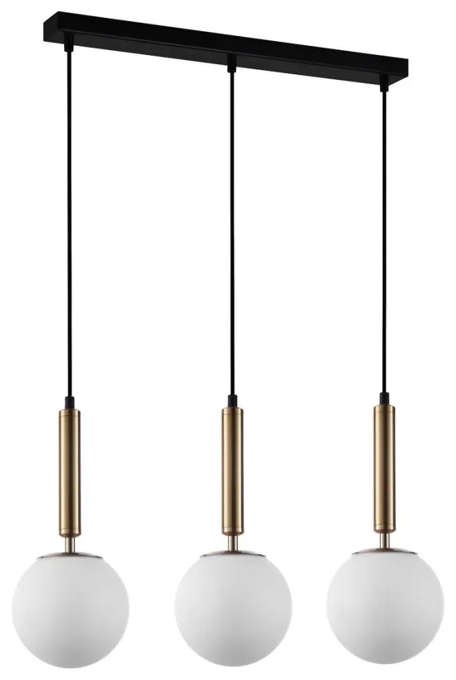 ITALUX PND-2324-3L GD+OPA - Csillár zsinóron RAVENA 3xE27/10W/230V fekete/arany