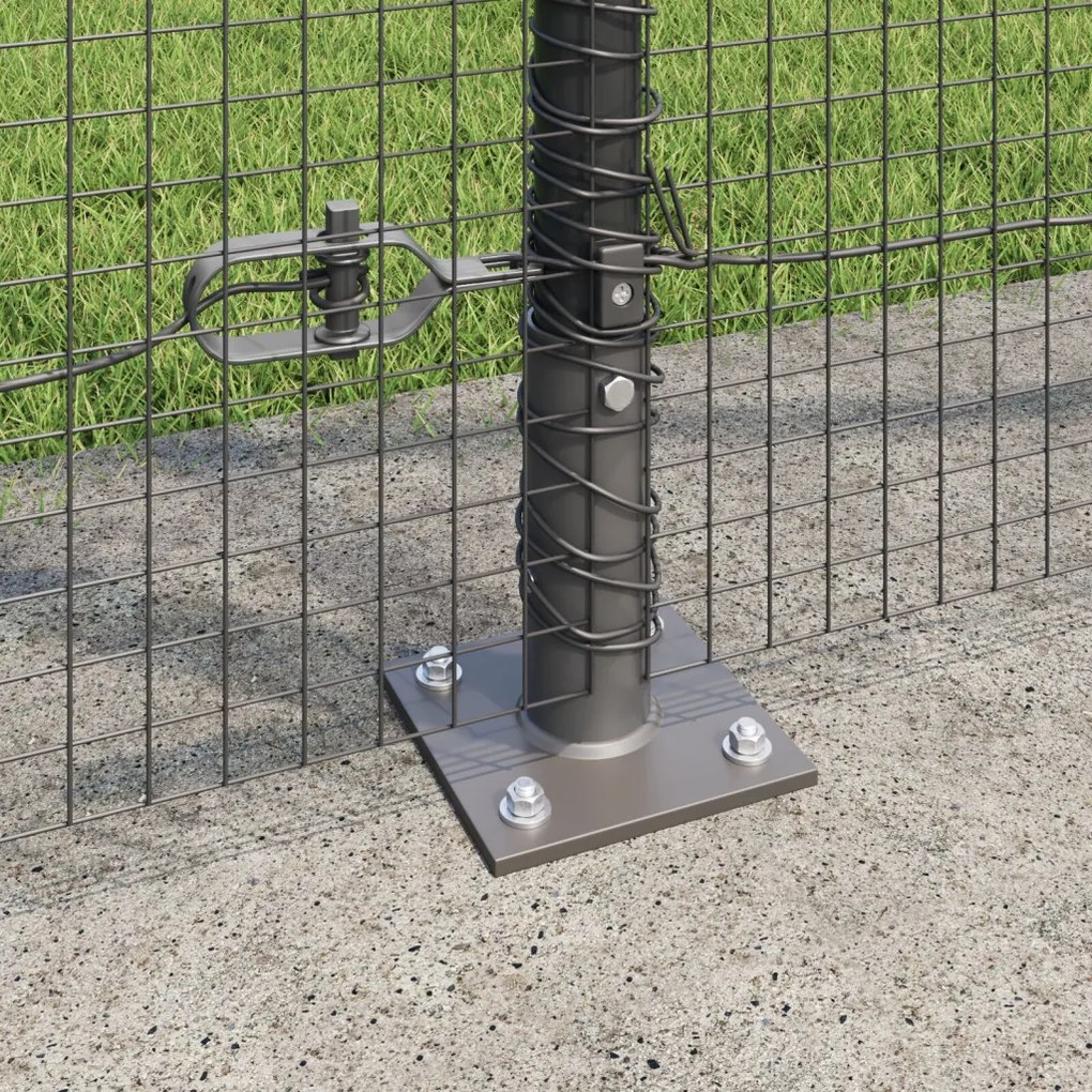 Hegesztett Drótkerítés 7 Flangás Oszlopokkal Szürke 1.5x10 m Acél