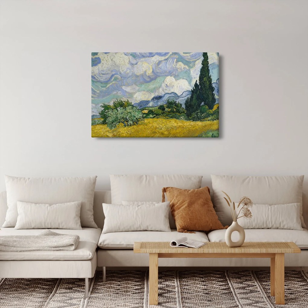 Kép - Vincent van Gogh, Wheat Field with Cypresses, reprodukciók (90x60 cm)