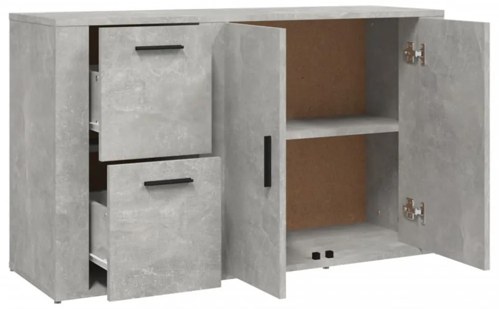 betonszürke szerelt fa tálalószekrény 100x33x59,5 cm