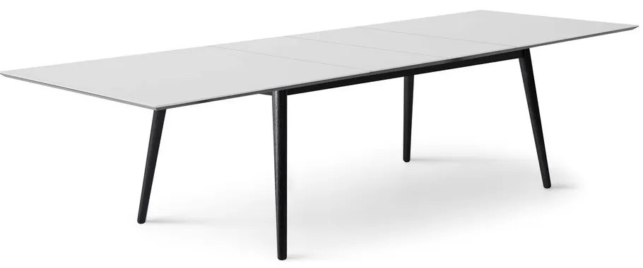 Fehér-fekete bővíthető étkezőasztal fehér asztallappal 90x165 cm Meza – Hammel Furniture
