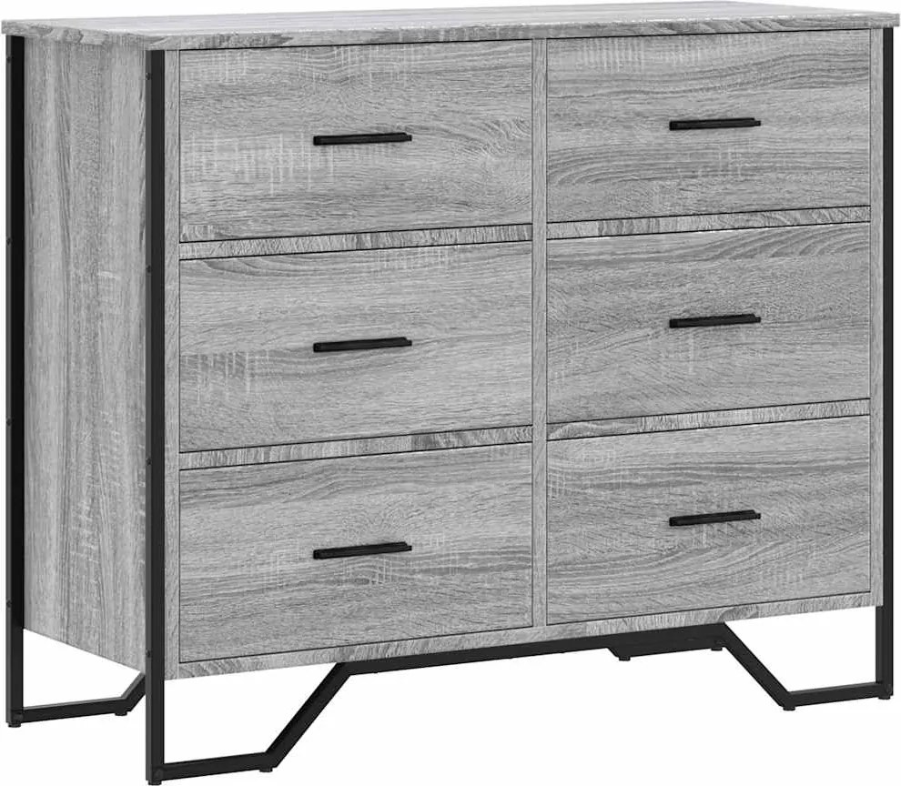 vidaXL szürke sonoma színű szerelt fa komód 91 x 35,5 x 74,5 cm