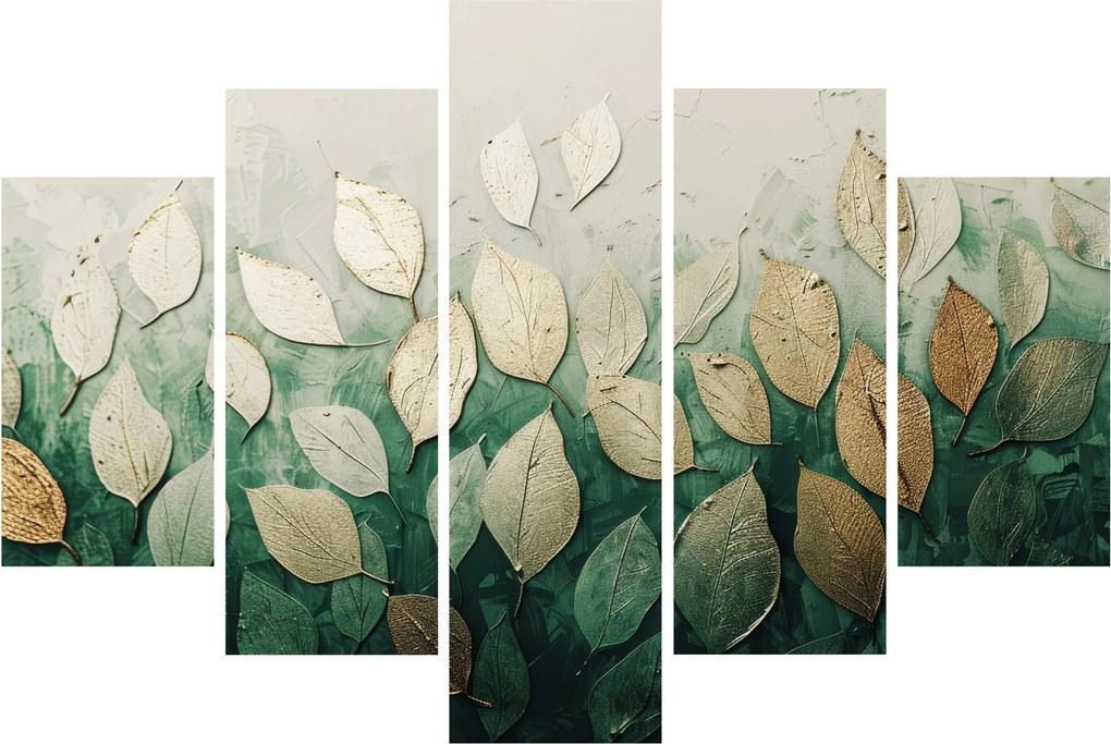 Kép - Arany-zöld levelek (150x105 cm)