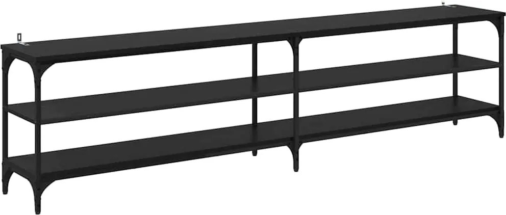 vidaXL TV szekrény Fekete tölgy 200 x 30 x 50 cm Műszaki fa és vas