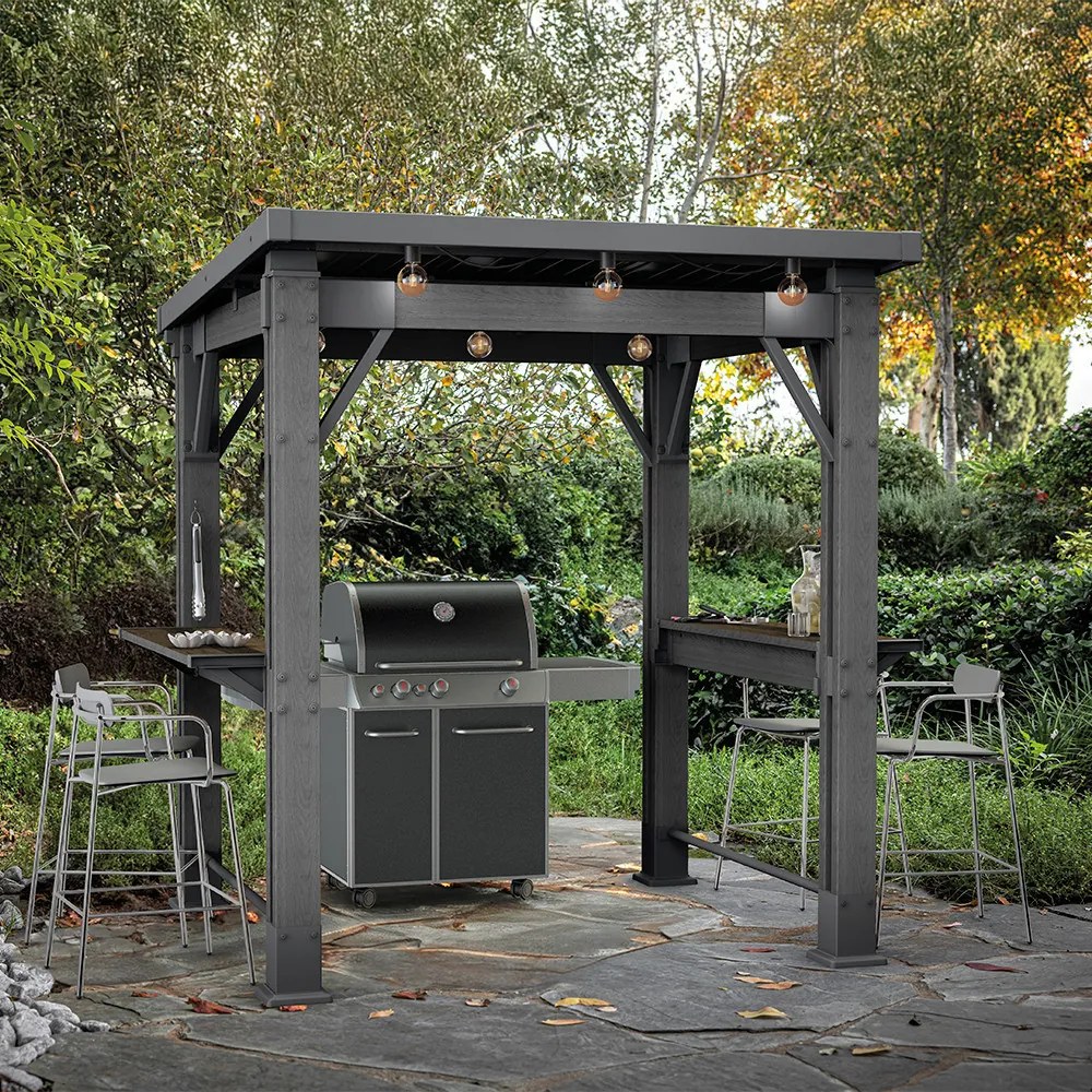 Kerti grill pavilon, pulttal, tetővel