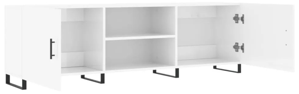 fehér magasfényű szerelt fa TV-szekrény 150x30x50 cm