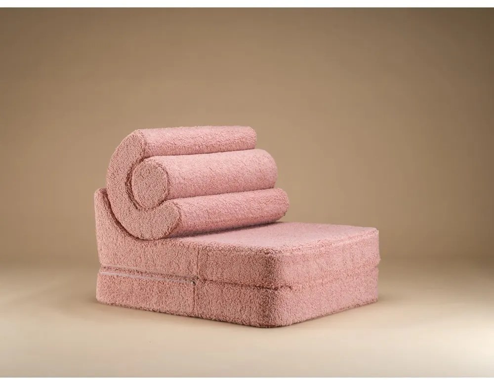 Rózsaszín buklé gyerek fotel Flipster – Wigiwama