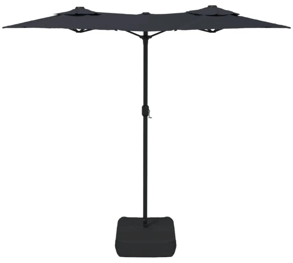 fekete dupla tetős napernyő 316x145 cm