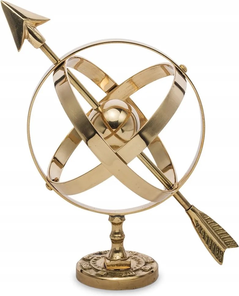 Földgömb Figura h-20cm Fém Arany Modern