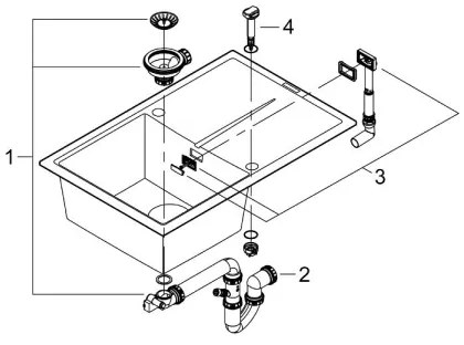 GROHE 31639AP0 - Mosogató K400 780 × 500 mm kő/fekete