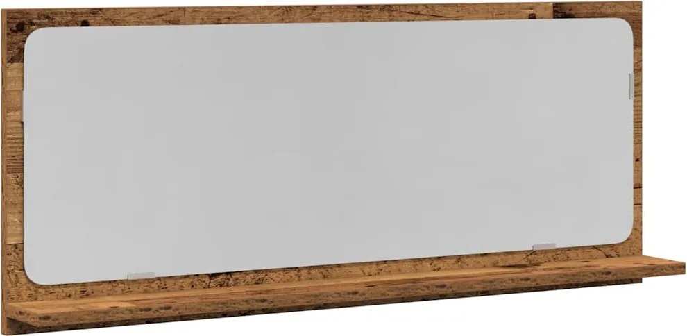 vidaXL Tükörpolc polcokkal tárolóval Régi fa 90 x 10,5 x 37 cm Faanyag