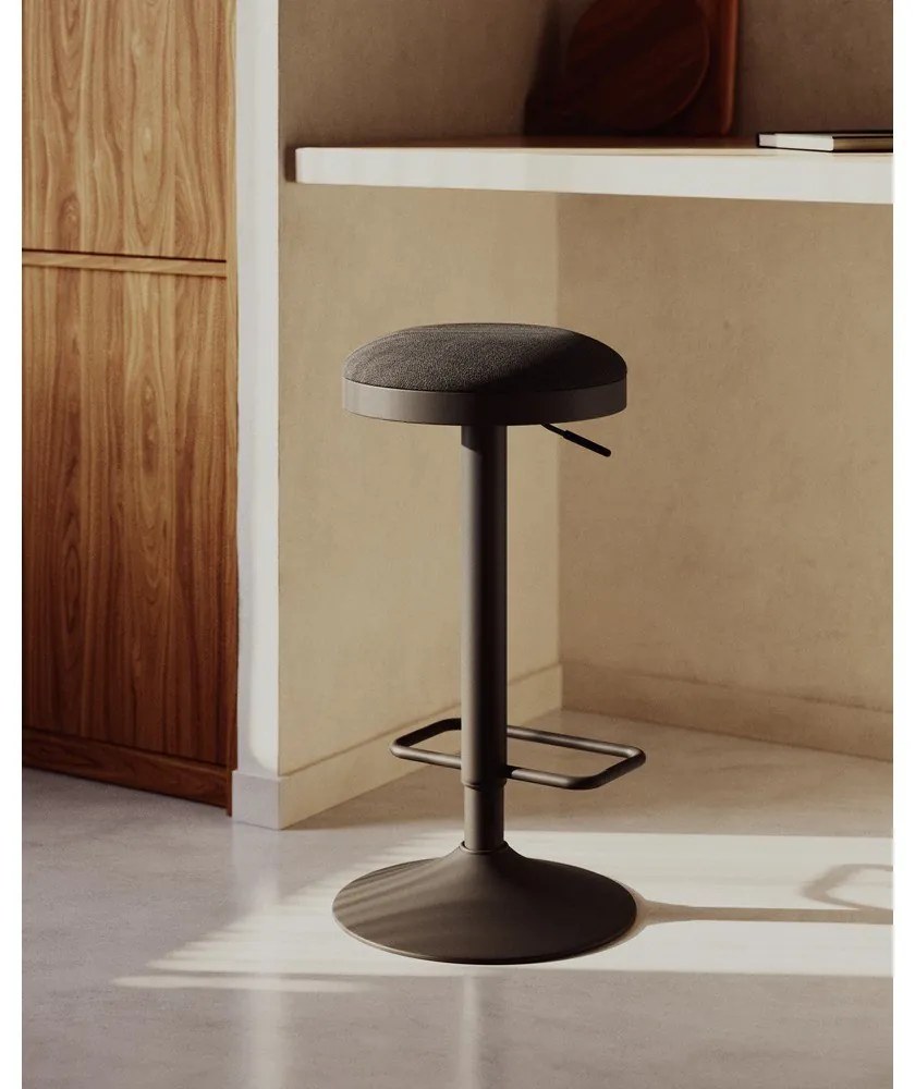 Fekete kárpitozott állítható magasságú bárszék szett 2 db-os (ülésmagasság 53,5 cm) Zaib – Kave Home