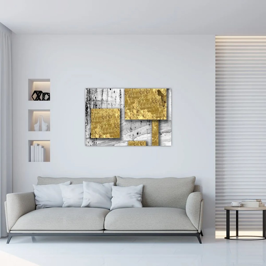 Kép - Arany négyzetek N⁰3 (90x60 cm)