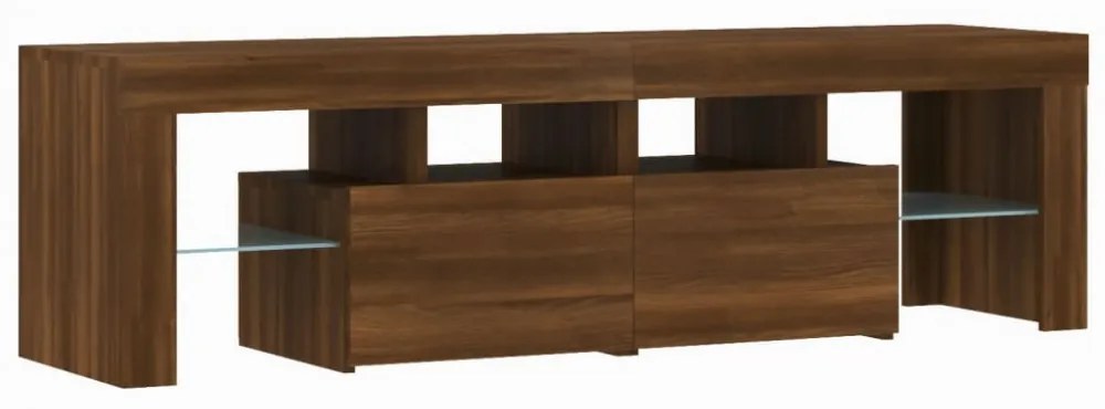 barna tölgyszínű TV-szekrény LED-lámpákkal 140 x 36,5 x 40 cm