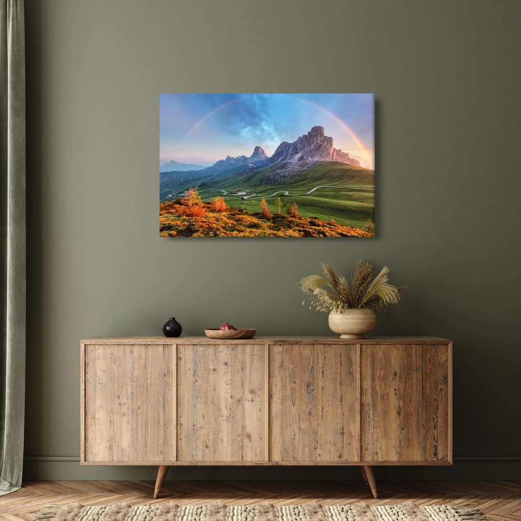Szivárvány képe a sziklák felett (90x60 cm)